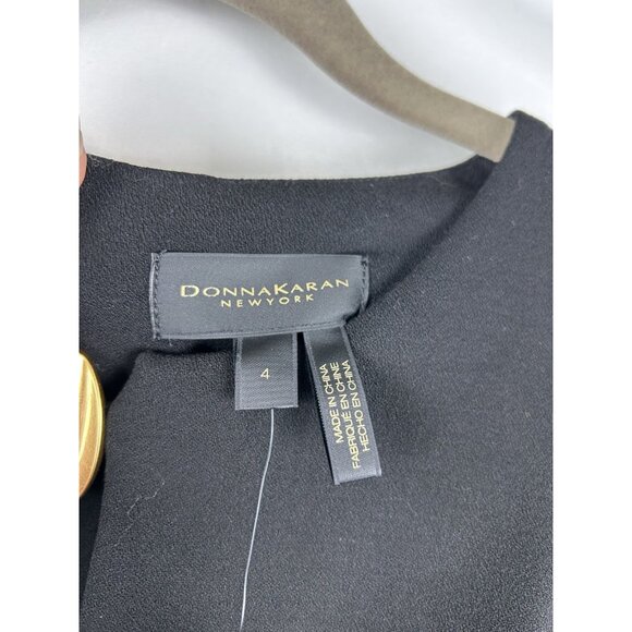 Donna Karan New York Women's Size 4 Keyhole Sheath Dress Black Midi MRSP $139 - Picture 4 of 16
